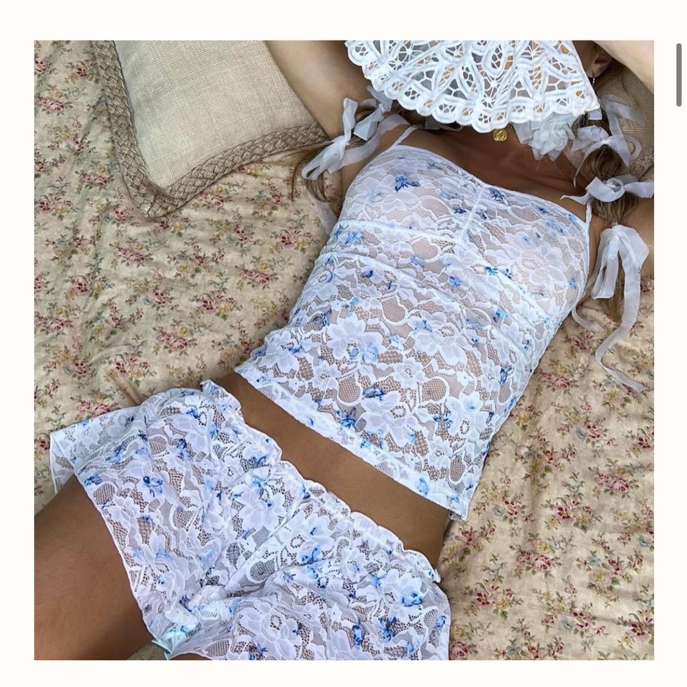 FRANKIES BIKINIS lace shorts, tank, and midi dress set💙🦋